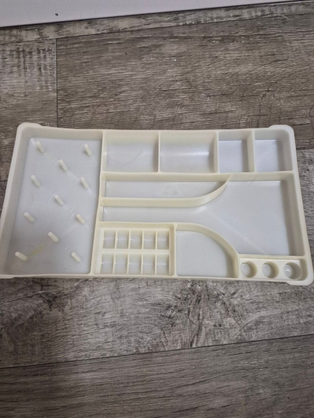 White Plastic Sewing Organizer Tray With Multiple Compartments Vintage